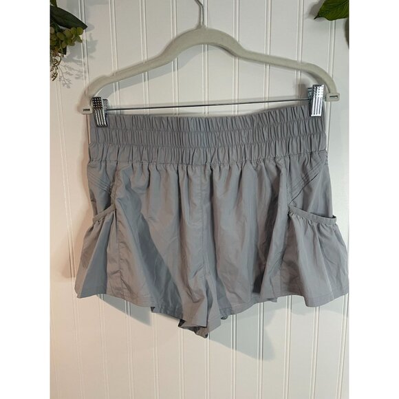 Free People FP Movement Get Your Flirt On Shorts Wide Waist Arctic Mist Gray M - Picture 7 of 16